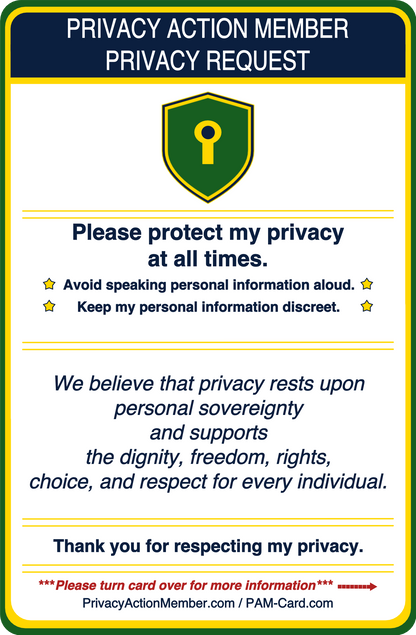 General Privacy Action Member Cards (Packs of 2 / 7 / 15)